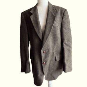 Alexander Shields Men’s Blazer Tweed 100% Pure Wool Brown Jacket SZ 41 R